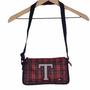 TOMMY HILFIGER Mini Purse Y2K Style Bag Plaid Tartan Mesh Sporty Classic Varsity